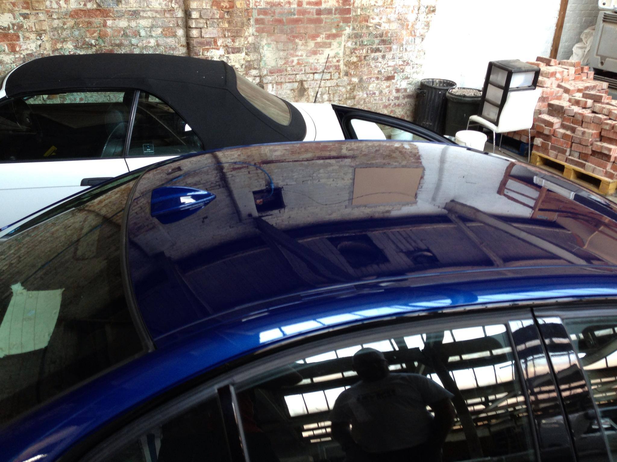 Car Dark Blue Roof Dent Repair - After